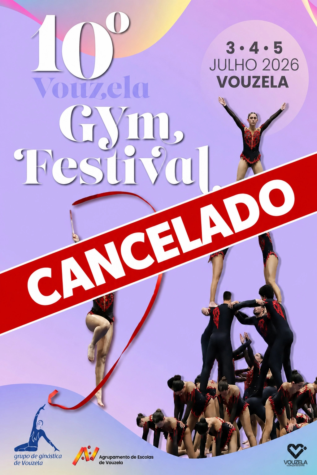 Cartaz do 10.º Vouzela Gym Festival com a indicação de que o evento foi cancelado.